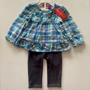 Greendog Girls Ruffled Plaid 2 Piece Set